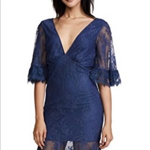 Blue lace midi dress